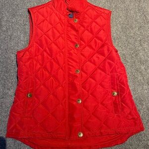 Riding Sport Equestrian Wear Red Quilted Vest women’s size S full zip and‎ snaps